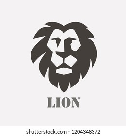 Lion face stylized vector symbol, logo or label template