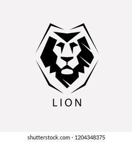 Lion face stylized vector symbol, logo or label template