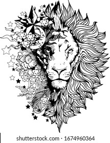 Lion face tattoo vector graphic clipart design - Shutterstock ID 1674960364