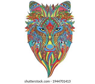 Lion face tribal pencil color design for any kind of design development 