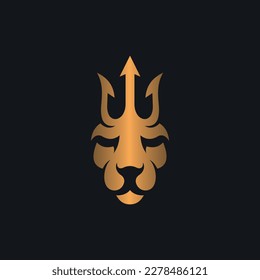 Cara de león con el lujoso y tridente logo creativo