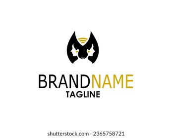Lion face and two girls logo