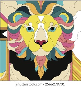 lion face vector art illustration.