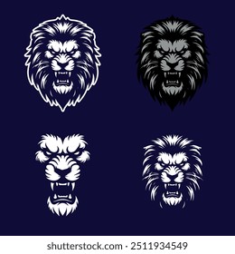 Lion face vector illustration. Lions angry face vector illustration. Lion cannabis logo. lion logo. Animals logo design