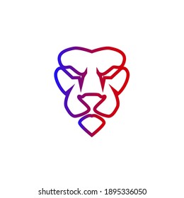 lion face vector illustration in outline shape for icon, symbol or logo. lion logo template. great for business identity logos.