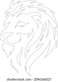 Lion face vector illustration outline. Coloring book with animal. black and white. white background. ready for print or cutting using EPS or convert to SVG format svg
