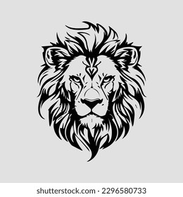 Lion face vector illustration outline. Coloring book with animal. black and white. white background. ready for print or cutting using EPS or convert to SVG format svg
