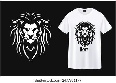 Diseño de camiseta de Vector con cara de león.