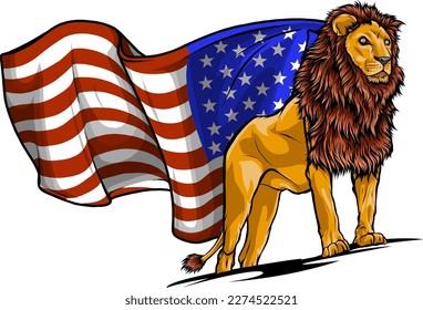 lion face vector with a usa flag face