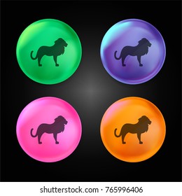 Lion Facing Right crystal ball design icon in green - blue - pink and orange.