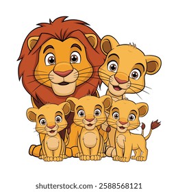 Lion Family Colorful vector design illustration