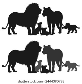 lion family, isolated object, vector