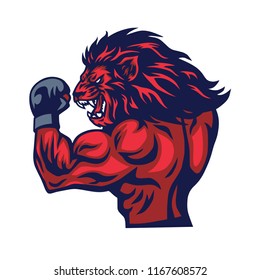 Lion Fighter Boxer MMA Sports Esport Team Mascot Vector Design