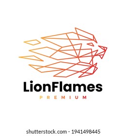lion fire flame geometric polygonal logo vector icon illustration