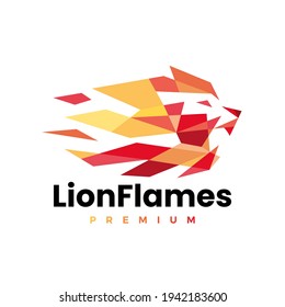 lion fire flame geometric polygonal logo vector icon illustration