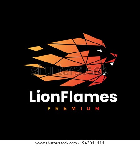 lion fire flame geometric polygonal logo vector icon illustration