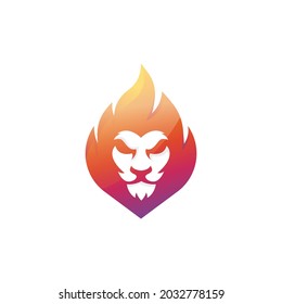 lion fire flame logo vector illustration