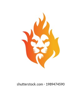 Lion Fire Gradient Color Logo Design 