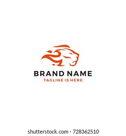 lion fire head flame king logo template vector icon illustration