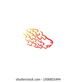 Lion and fire icon logo design vector template