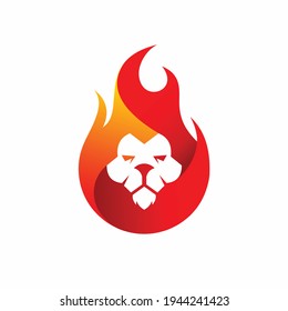 lion fire logo, lion with fire concept