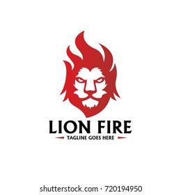 Lion fire logo design template. Vector illustration