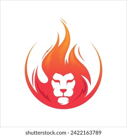 Lion Fire Logo Design Vector