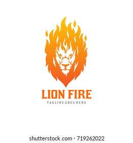 Lion Fire Logo - Flame Lion Head Vector