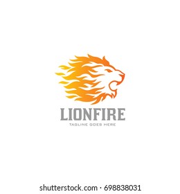 Lion Fire Logo - Flame Lion Vector