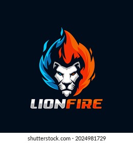 Lion Fire Logo Vector Symbol