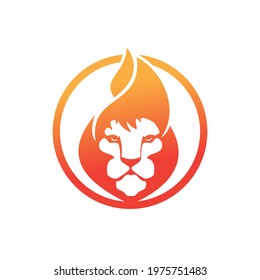 Lion fire vector logo design template. Creative lion fire or lion flame logo design concept. 