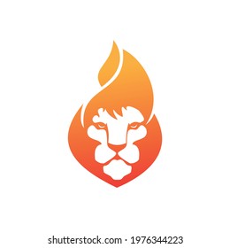 Lion Fire Vector Logo Design Template Stock Vector (Royalty Free ...