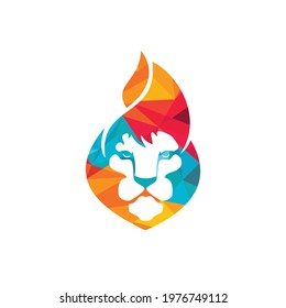 Lion fire vector logo design template. Creative lion fire or lion flame logo design concept. 