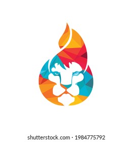 Lion fire vector logo design template. Creative lion fire or lion flame logo design concept.	
