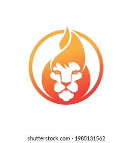 Lion fire vector logo design template. Creative lion fire or lion flame logo design concept.	
