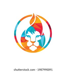 Lion fire vector logo design template. Creative lion fire or lion flame logo design concept.	
