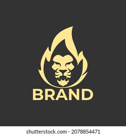 Lion fire vector logo design template. Creative lion fire or lion flame logo design concept.