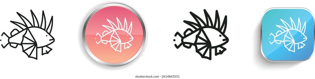 lion fish icon. Thin Linear, Regular and Button Style Design Isolated On White Background