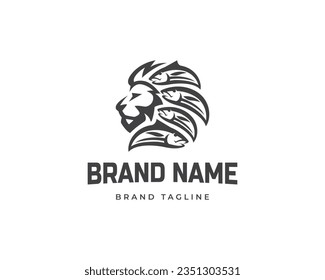 logotipo de pescado o atún. león combinado con atún. diseño de plantilla de logotipo animal. diseño de logotipo creativo. concepto creativo.