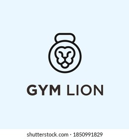 lion fitness logo design vector illustration on white background