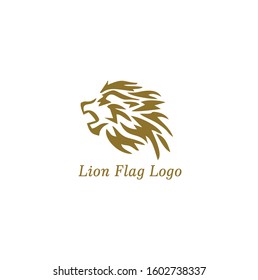 Lion Flag Logo vector and minimalist animal