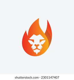 Lion Flame Creative Logo vector template, lion fire exclusive logo design inspiration, Silhouette of animal head Lion in negative space, Lion fire logo design vector illustration