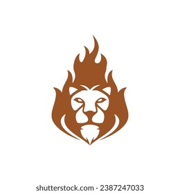 lion flame fire logo icon vector design graphic