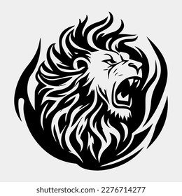 Lion Flame Fire Logo Sport Esport Mascot Design Vector