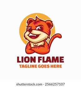 Lion Flame Simple Mascot Logo