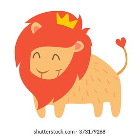 Lion. Flat cartoon vector illustration, isolate on white  background
