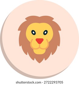 Lion Flat Circle Style Icon