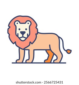 Lion flat icon. Animal vector illustration isolated on white backdrop.