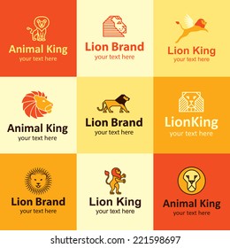 lion flat icons set logo ideas for brand