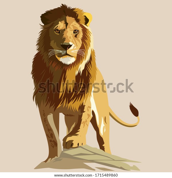 Lion in flat style. Vector illustration isolated on the white background. wild animal vector.